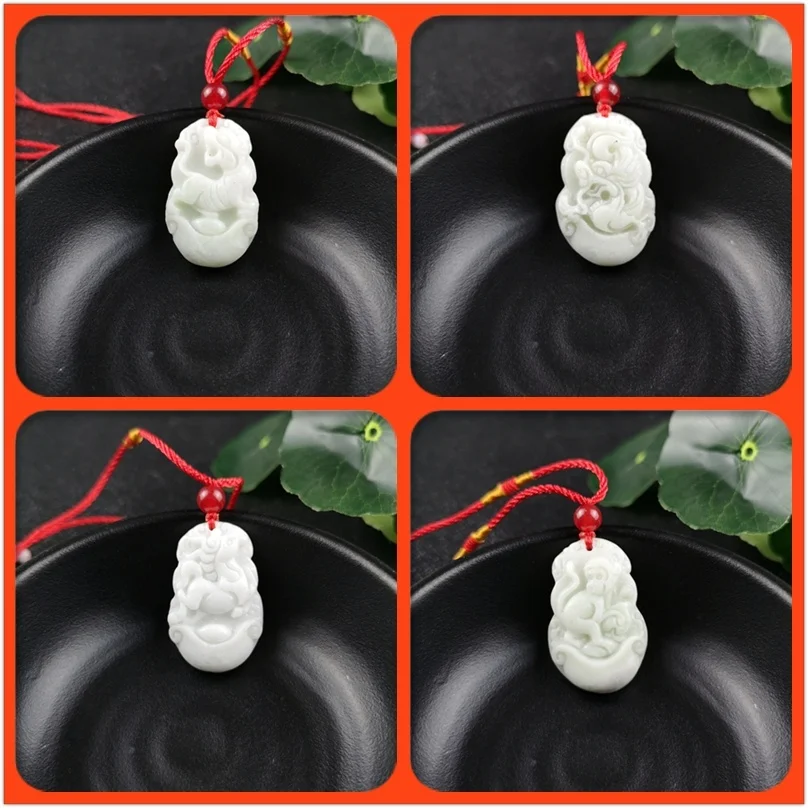 Women'S Fashion Jewellery - Chinese Zodiac Gesneden Jade Hanger Ketting