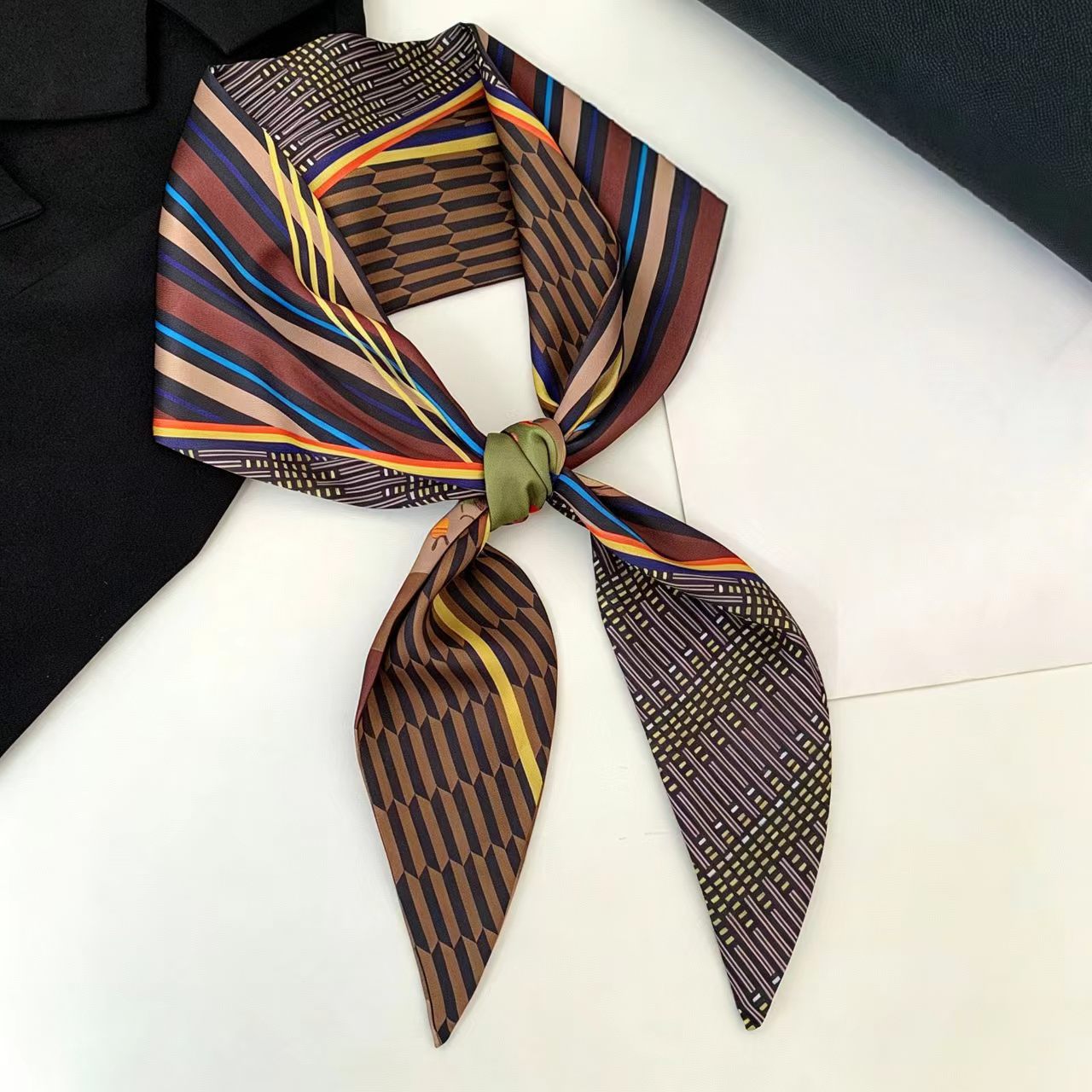 Women Fashion Necktie - Luxe Print Lang Haarlint Bevel Zijden