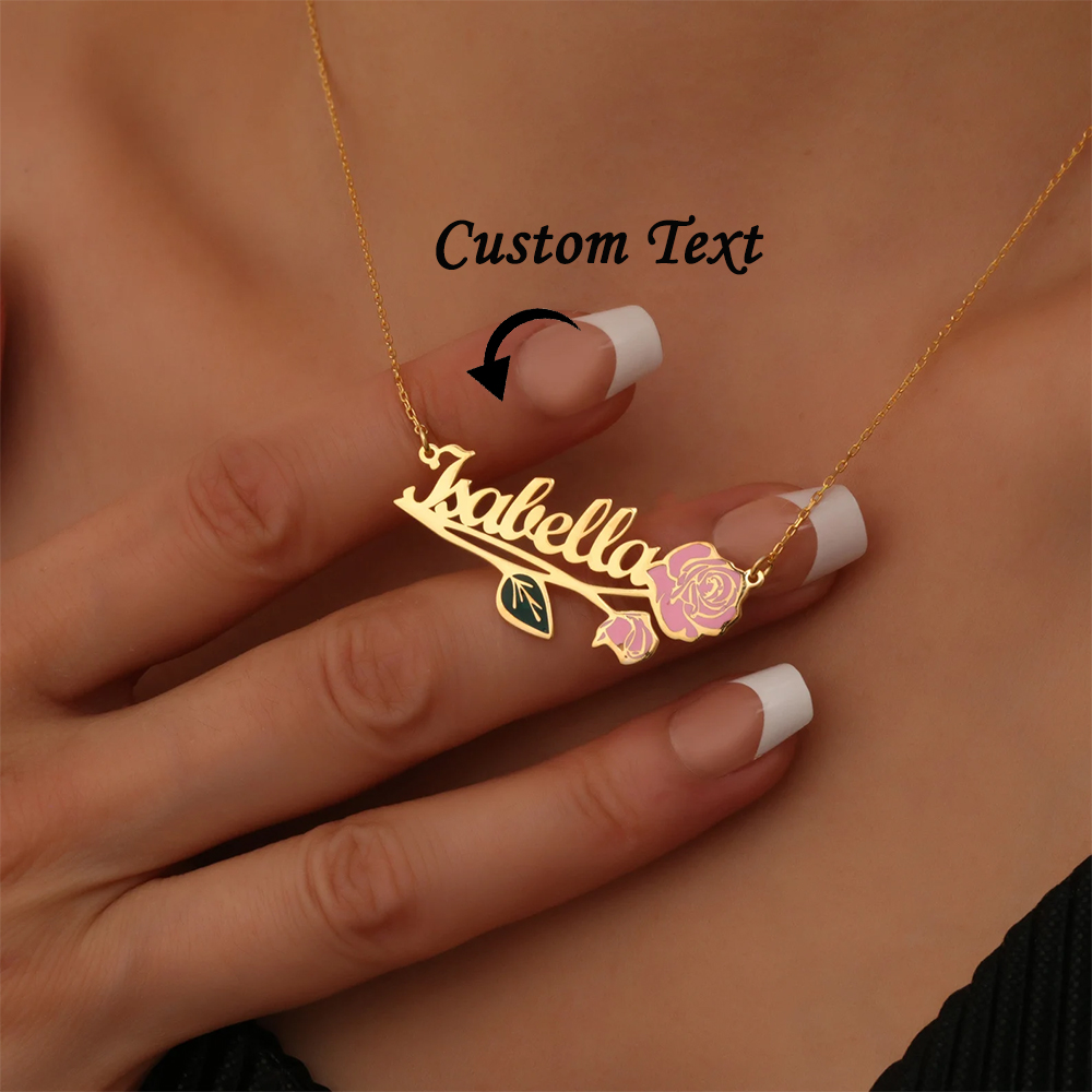 Women Fashion Names - Gepersonaliseerde kleurrijke geboortebloem naamketting voor vrouwen