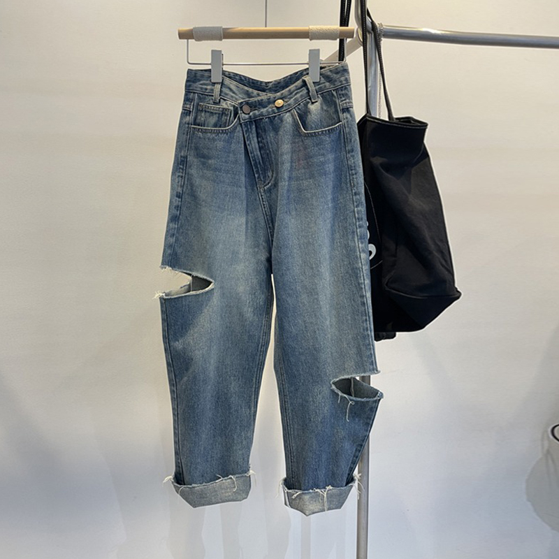 Women'S Fashion Korea - Zomer Vrouwen Gescheurde Jeans Hoge Taille