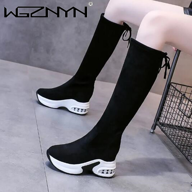Women'S Fashion Knee High Boots - Winter Warm Chunky Platform Lange Laarzen