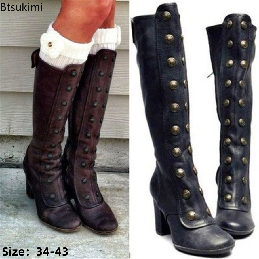 Retro zwarte mode-nitte decorl - Women'S Fashion Knee High Boots recensie en prijs