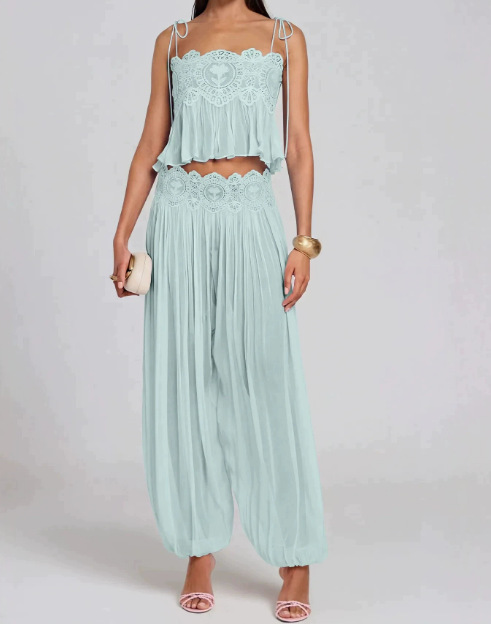 Dames lange broekset met vierk - Lace Trim Cami recensie en prijs