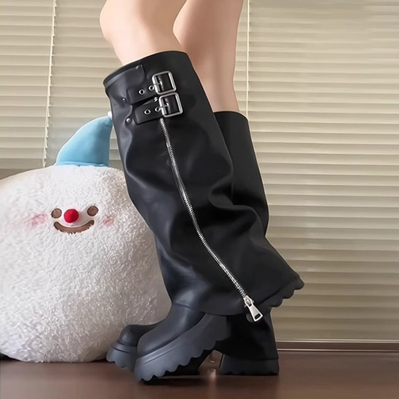 Punk Stijl Splicing Dikke Bode - Women'S Fashion Knee High Boots recensie en prijs