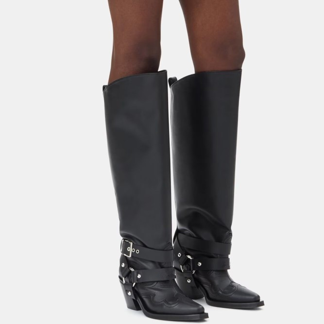 Zwart lederen kniehoge cowboyl - Women'S Fashion Knee High Boots recensie en prijs