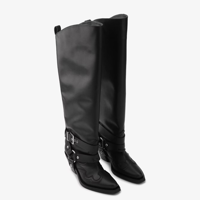 Zwart lederen kniehoge cowboyl - Women'S Fashion Knee High Boots recensie en prijs