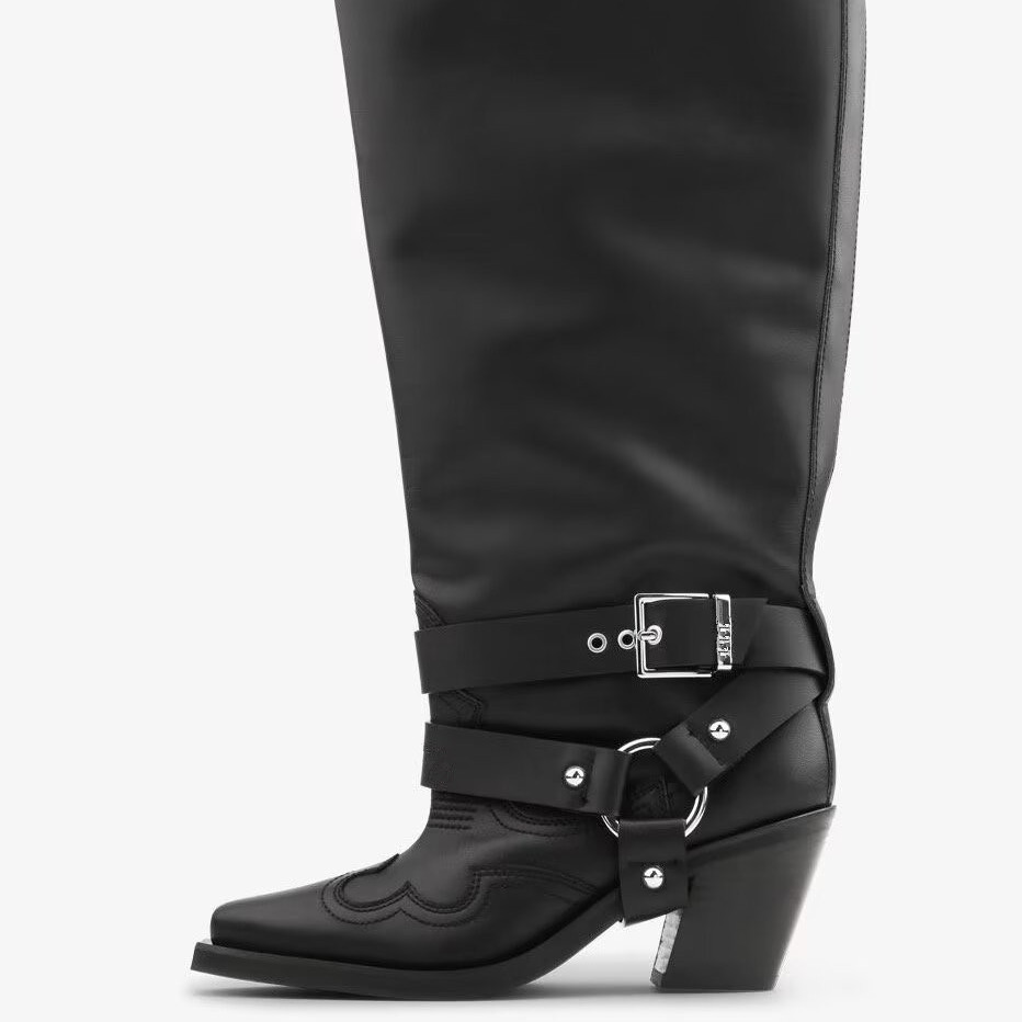 Zwart lederen kniehoge cowboyl - Women'S Fashion Knee High Boots recensie en prijs